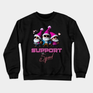 Funny Gnomies Support Squad Breast Cancer Awareness Month Crewneck Sweatshirt